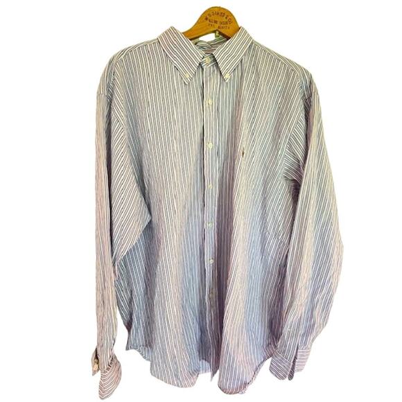 Ralph Lauren Classic Fit Button Up Long Sleeve Striped Shirt w/ Pony 17 -34/35 - Picture 1 of 3